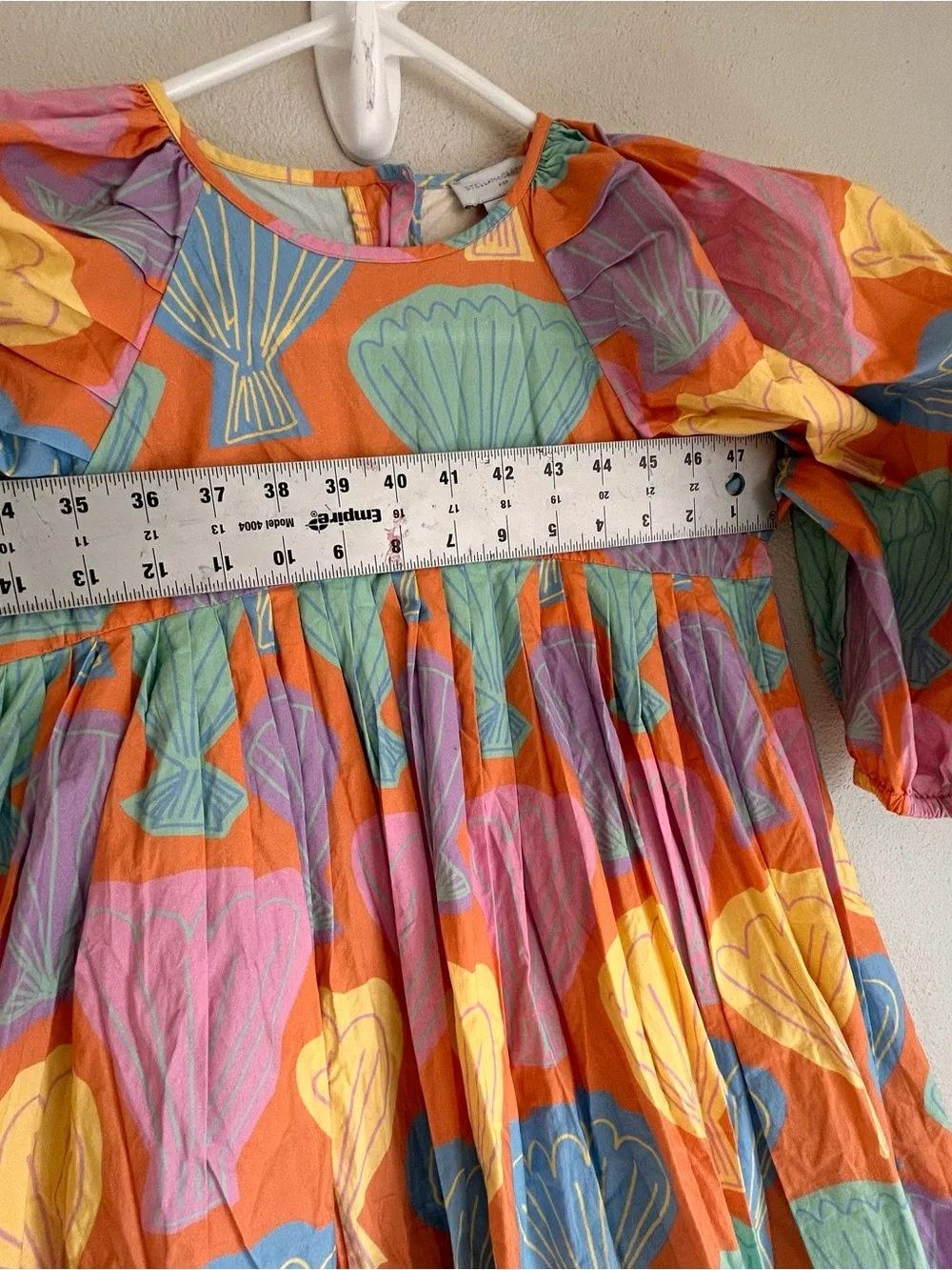 STELLA MCCARTNEY Kids' Seashell Print Puff Sleeve Dress In Multicolour Sz 12